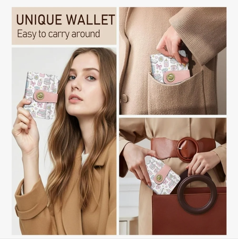 Cute Pink and White RFID-Blocking Wallet